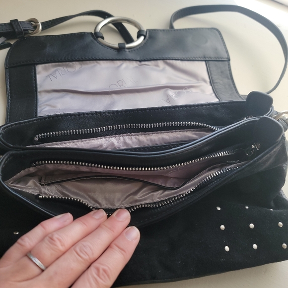 Sorial, Black Suede Crossbody Bag with silver studs - Picture 4 of 4
